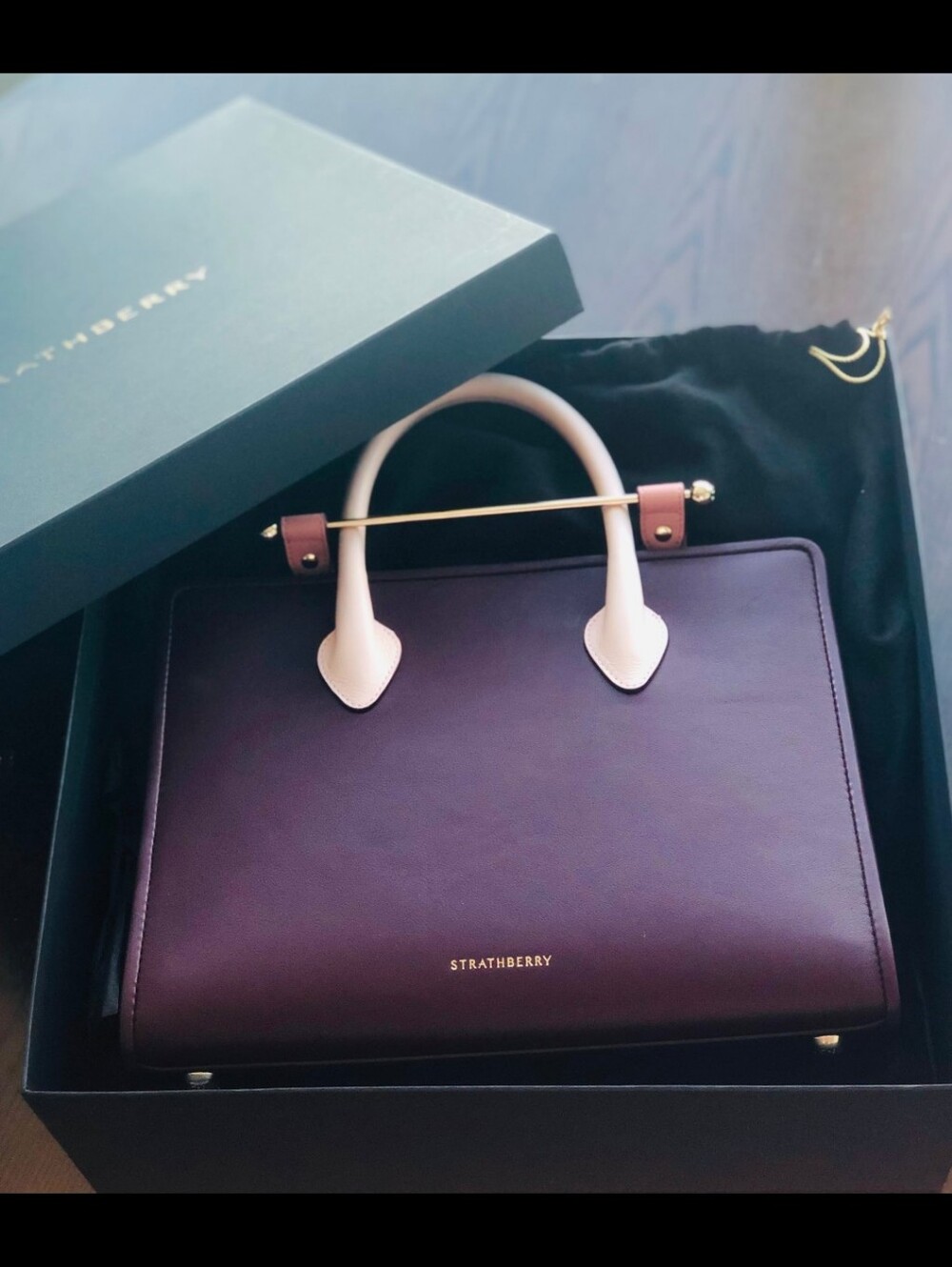 Strathberry Midi Tote - Full Set - Like New (Tri Color Burgundy/Pink/Rose)